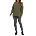 Miniatyrbillede 5 af 5: Langærmet Sweater Dame Efterår Vinter Åndbar Løs Afslappet Elegant Ensfarvet Strikket Pullover Toppe OD Grøn XS