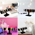 Miniatyrbillede 5 af 5: Sort armbånd i sort fløjl T-bar smykkeholder (2-pak) - Showcase Home Organiser Holder Rack til smykker, ure, halskæder og armbånd