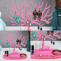 Miniatyrbillede 3 af 4: Plastik Smykke Træ Display Stativ, Hjorte Træ Smykke Display Stativ Øreringe Halskæde Holder Smykker Opbevaring Holder Stativ, Pink