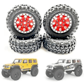 Pikkukuva 3 / 5: 4kpl 1.0 Renkaat ja Metalliset Vanteen Kehät 1/24 Rc Crawler Auto Axial Scx24 Fcx24 Enduro24 S, punainen