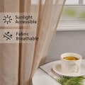 Miniatyrbilde 5 av 5: Sett med 2 Khaki gjennomsiktige gardiner i lin-effekt - Gardin med hull til soverom, halvtransparent dekorasjon til stue, kjøkken, gardin 140x145cm(Bred