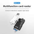 Miniatyrbild 3 av 5: 6-i-1 USB 3.0 OTG Kortläsare För Secure Digital/TF Kortläsare Splitter Adapter För Mobiltelefon Dator-svart