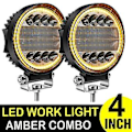 Miniatyrbilde 2 av 5: 2x 4 Tommer 200w Led Combo Off Vei Kjørelys Gul Tåkelys