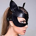 Miniatyrbillede 3 af 5: Dame Kat Design Kunstlæder Halv Ansigt Maske Halloween Fest Rekvisitter