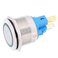 Miniatyrbilde 5 av 5: 2 stk. AC220V 22mm Ring Selv-låsende 6-Pinners Trykknappbryter, Rustfritt Stål, Grønn LED, Holdbar & Høy Kvalitet, Ideell for Industrielt Utstyr, DIY