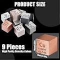 Miniatyrbilde 3 av 5: 9 stk. Elements Square Sett 10mm Tetthet Kvadrat Periodisk Tabell Rent Metall Kvadrat for Elements Samlinger Materiale Hobbyer