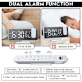 Miniatyrbild 4 av 5: 180  Takprojektionsväckarklocka - Elektrisk digital klocka Snooze-funktion, 12/24H, Justerbar volym Modern lyxväckarklocka för hemmet med USB-kontakt Vit