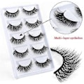 Miniatyrbilde 3 av 5: 3DX-09 5 Par Naturlige Myke 3D Løse Øyevipper Håndlagde Falske Øyevipper Faux Cils Sminke