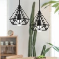 Miniatyrbillede 2 af 5: Vintage Pendel Loftlampe Sort Metal Gitter Hængende Lampe til Køkkenø Soveværelse Bar 2 Pak
