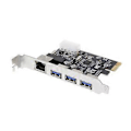Miniatyrbild 2 av 5: PCI-E till USB 3.0 4-Port(4 USB3.0 +1 RJ45 Expansionskort PCI E USB Adapterkort