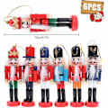 Miniatyrbillede 2 af 5: 6 stk. Etui Clutch Soldat Julepynt Nøddeknækker Træsoldat 12cm Jule Nøddeknækker Ornament Soldat Dukke til Jul