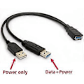 Pikkukuva 4 / 4: Usb 3.0 -kaapeli, kaksoisvirtakaapelit Y-sovitin, tyyppi A, uros-naarasjatkojohto 30 cm