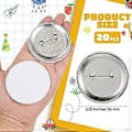 Miniatyrbillede 3 af 5: 20 stk. DIY Hvide Knappenåle 58 mm Blankt Håndværksknap til DIY Håndværk Julehåndværksartikler, DIY Badges