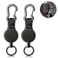 Miniatyrbillede 1 af 3: 2 stk. Retractible nøglering Sort elastisk træk spænde Retractible nøgle