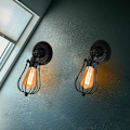 Miniatyrbillede 3 af 4: Retro industriel væglampe justerbar metal væglampe metal bur væglampe - sort