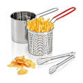 Miniatyrbilde 2 av 5: Fritegryte med kurv, tang, rustfritt stål, for pommes frites