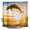 Miniatyrbild 1 av 5: Duschdraperier 100% Polyester Badrumsdraperier Vattentäta Anti Mögel Badrumsdraperier med Krokar Badrumsdraperier (delfin, 180 x 200cm)