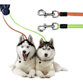 Miniatyrbilde 5 av 5: Inntrekkbar dobbel hundekobbel, 3m dobbel hundekobbel for to hunder Fleksibel dobbel hundekobbel med sklisikkert håndtak, for små og mellomstore hunder