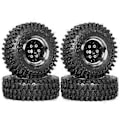 Miniatyrbilde 1 av 5: 4 stk. 55mm 1.0inch Metall Beadlock Hjuldekk for 1/18 1/24 RC Crawler Bil TRX4M SCX24 Oppgraderingsdeler Tilbehør Svart