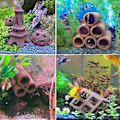 Miniatyrbilde 5 av 5: Akvarium Dekor Fiskely Hus Keramikkhus Kanister Simulering Stein Akvarium Dekor Stil 1
