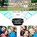 Miniatyrbillede 3 af 5: Fisheye Vidvinkel Makro/glasobjektiv Ti-i-en Objektiv Mobiltelefon Eksternt Objektiv