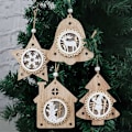 Miniatyrbillede 2 af 3: Trævedhæng LED julelys juletræshæng juletræspynt julepynt (4 stk.) - Fei Yu