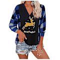 Miniatyrbillede 1 af 5: Dame Jule Golden Elk Trykt Hoodie Hættetrøje Pullover Top