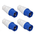 Miniatyrbilde 1 av 4: 4 stk. Industriplugg 3-pinners 16A IP44 Vanntett Erstatningskontakter PP og Messing 220-250V
