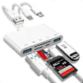 Miniatyrbild 3 av 5: Minneskortläsare 5-i-1 SD-kortläsare USB OTG-adapter med laddningsport för //Android/PC/Tablet/Kamera