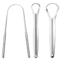 Miniatyrbilde 1 av 5: 3 stk. metalltungeskraper, tungeskraper for voksne og barn, rustfritt stål tungeskraper, tungeskraperrenser, bærbar tungerens