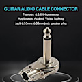 Miniatyrbillede 4 af 5: 10 stk. 90 graders højre 6,35 mm Mono 2-polet stik 6,35 mm Guitar Phono Pancake 1/4 tomme Conne