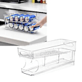 Miniatyrbilde 5 av 5: Dobbeltlags brusboks-organisator, automatisk rullende, transparent drikkeboks-oppbevaring for kjøleskap