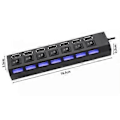 Miniatyrbillede 2 af 5: USB Hub 2.0 USB Splitter Multi Hub Adapter USB Flere Porte Strømadapter med Switch Tilbehør til PC Laptop, Hvid