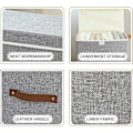 Miniatyrbild 3 av 5: 3-pack förvaringslådor med lock hopfällbara linnetyg förvaringskorgar för handdukar, böcker, leksaker, kläder etc. (grå, 38x25x25cm)