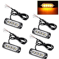 Miniatyrbilde 5 av 5: 4 stk. 4 LED Amber Recovery Strobelys 12v 24v Oransje Grill Havari Blinkende