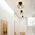 Miniatyrbillede 4 af 5: 2 stk. Retro loftslampe i metal, geometrisk bur, loftslampe til indendørs brug, sort hængelampe