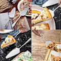 Miniatyrbillede 5 af 5: 2 Stykker Kagespade, Pizzaspade, Takket Kant Rustfrit Stål Kageserveringsspatler (4-d-1)