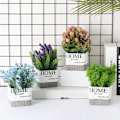 Miniatyrbilde 4 av 5: Ferske simulerte planter potteplanter møbler sementpotter falsk blomsterdekorasjon, C