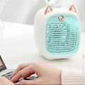 Miniatyrbillede 1 af 5: Vand Luftkonditioneringsventilator, Mini Ventilator, USB Ventilator, Bordplade Turbo Befugtningskøler Pink & Hvid