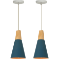 Miniatyrbillede 1 af 5: Moderne enkel loftslampe i metal og træ, justerbar DIY-pendellampe, 2 stk., mørkeblå