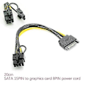 Miniatyrbillede 4 af 5: 15-pin Sata Han til 8-pin (6+2) Pci-e Strømforsyningskabel Sata Kabel 15-pin til 8-pin Kabel 18awg Ledning F