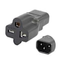 Miniatyrbillede 1 af 5: IEC 320 C14 til 6-15/20R AC Adapter C14 Han 3 Ben til 6-15/20R Konverteringsstik