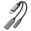Pikkukuva 1 / 5: 3,5 mm:n tyypin C -kuulokeadapteri 2-in-1-äänikaapeli