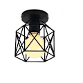 Miniatyrbillede 1 af 4: Retro loftslampe semi-flush loftlampe pendellampe metal bur hængende armatur - sort