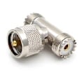 Miniatyrbillede 4 af 5: PL259 UHF Han til Dobbelt SO-239 UHF Hun SO239 Triple Tee Type 3-vejs Adapter