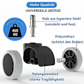 Miniatyrbilde 2 av 5: 5 Pakke Kontorstol Hjul 11 Mm / 22 Mm Erstatning Hardt Gulv For Gaming Stoler, Svingstoler, Fl