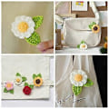 Miniatyrbillede 4 af 5: Hæklesæt til begyndere, Hæklesæt til blomsterbroche for begyndere til voksne, med trin-for-trin video-tutorials og garn