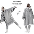 Miniatyrbilde 5 av 5: Brukbar pleddgenser - Sherpa fleece hettepledd for voksne, varm og koselig pleddgenser