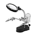 Miniatyrbilde 1 av 5: Forstørrelsesglass med LED-lys, stativ og klemme for reparasjon, lesing og skrivebordslampe