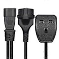 Pikkukuva 3 / 5: IEC320-C14 Uros - UK 13A+EU4.8mm Naaras Adapterijohto Y-jakaja Virtajohto